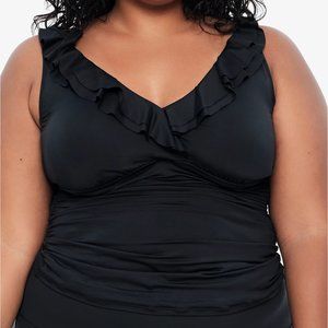 Lauren Ralph Lauren Plus Size Tummy-Control Underwire Ruffled Tankini Top